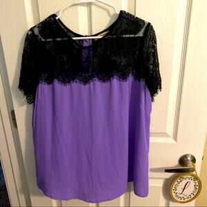 7 Colors Purple Lace Yolk Top w/ Back Buttons Size XXXL / 3X